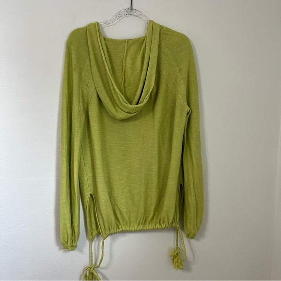 Free People Optimistic Hoodie Women Sz S Chartreuse Linen Knit Sweater Oversize - Picture 10 of 10